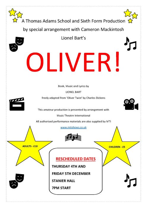 Oliver Production new dates for December 2025